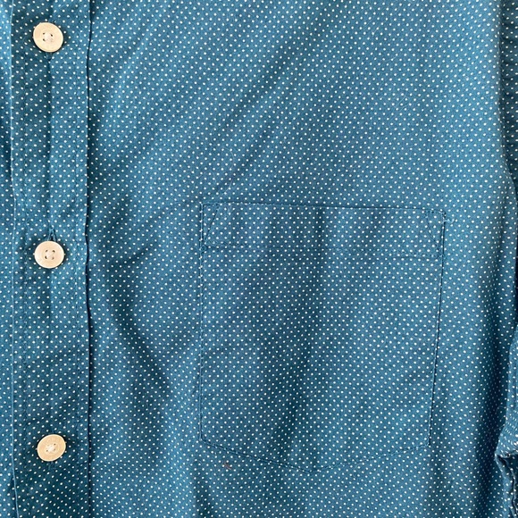J Crew teal with white dots button down - Picture 3 of 4
